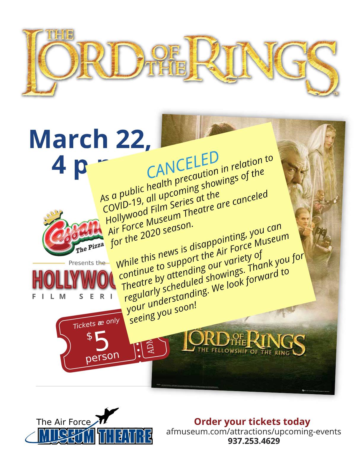 Lord of the Rings flier CANCELED